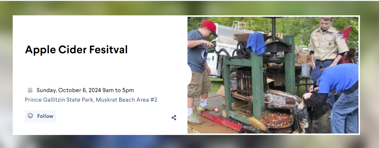 Apple Cider Fest at Prince Gallitzin State Park